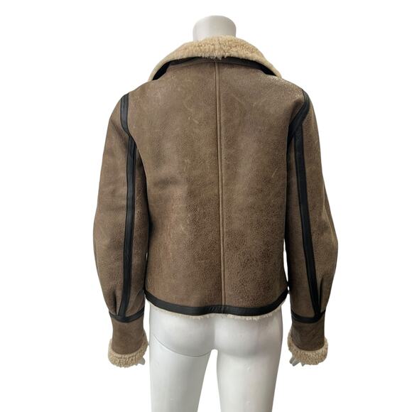 $1695 Veronica Beard Brown Black Shearling Selita Fur Trim Jacket Coat size 6 - Picture 8 of 11